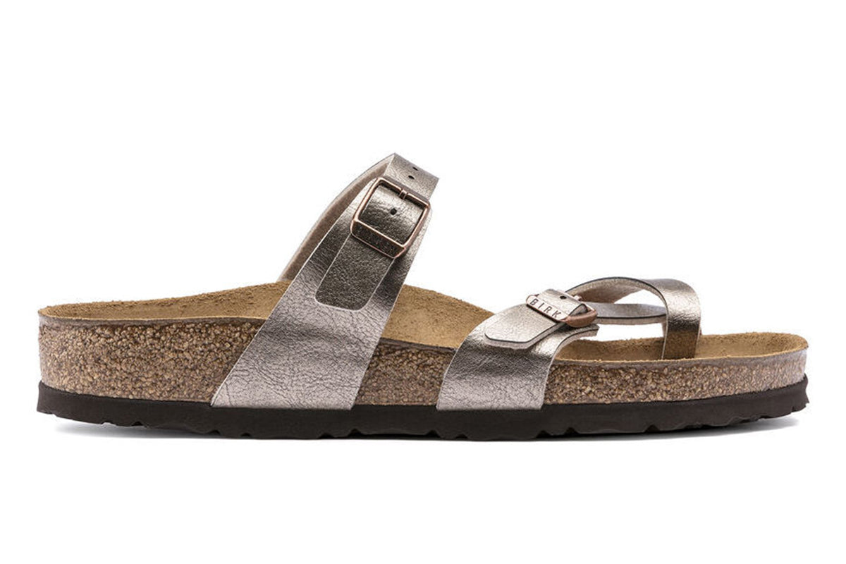 Birkenstock Mayari R Graceful Taupe Birko-Flor Womens #color_metallic-bronze
