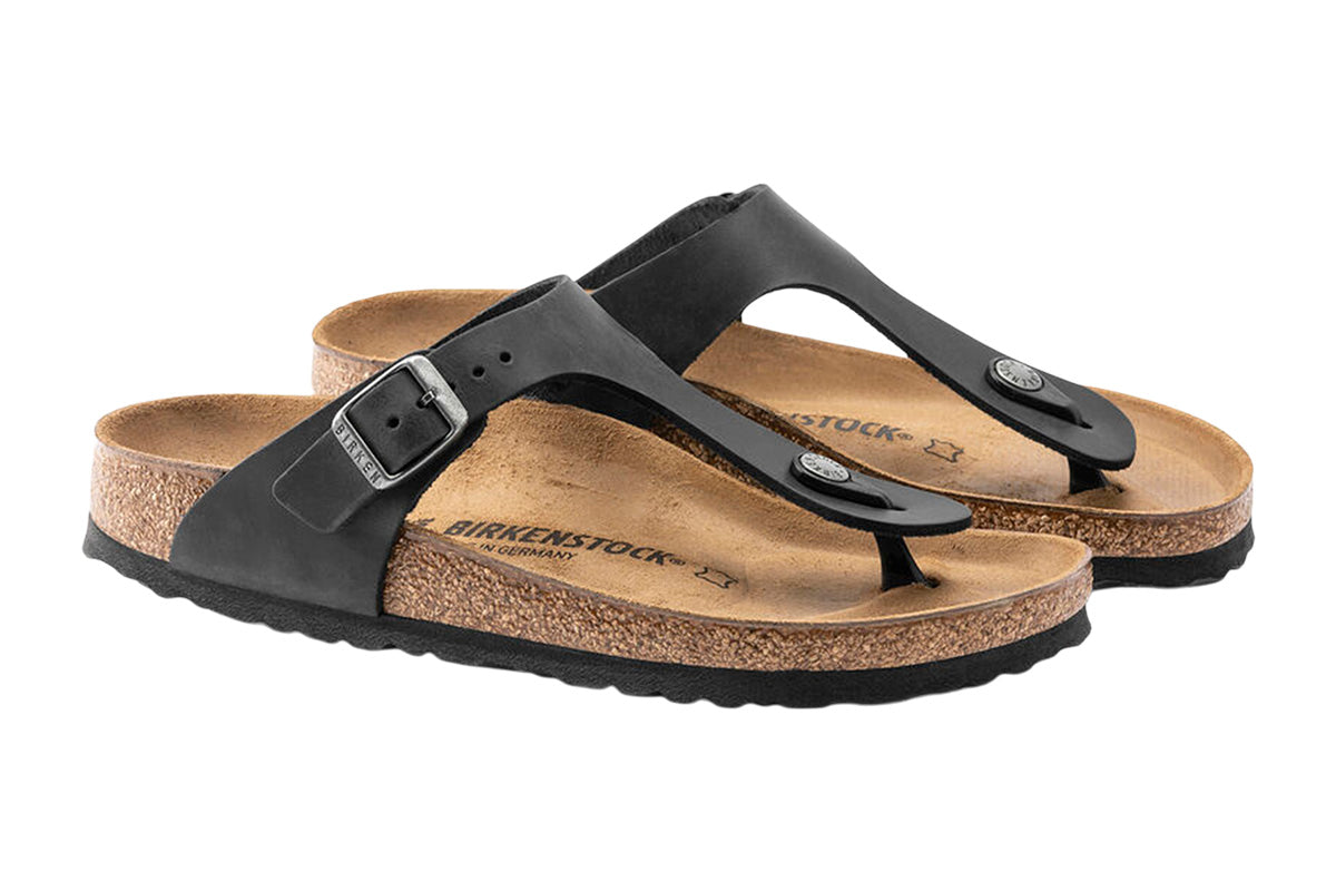 Birkenstock Gizeh R Black Oiled Leather Womens #color_black