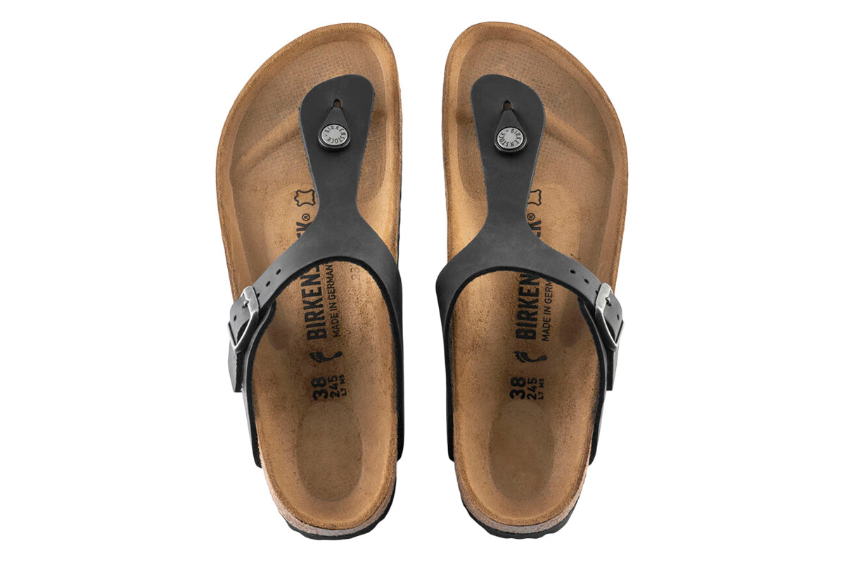 Birkenstock Gizeh R Black Oiled Leather Womens #color_black