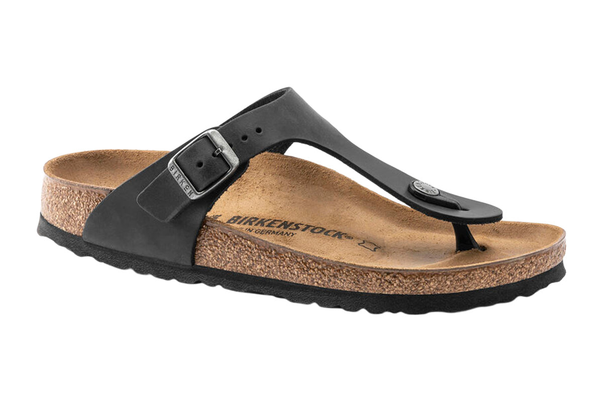 Birkenstock Gizeh R Black Oiled Leather Womens #color_black