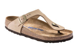 Birkenstock Gizeh R Soft Footbed Sandcastle Nubuck Leather Womens #color_brown-beige