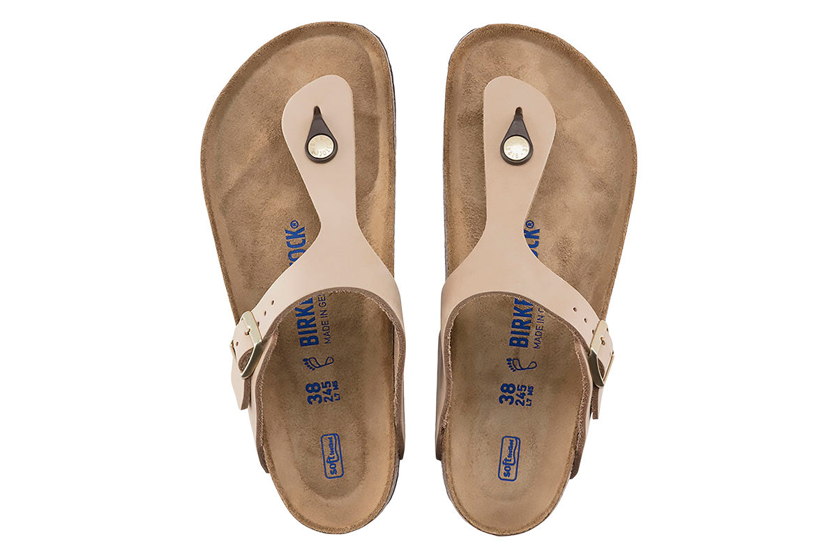 Birkenstock Gizeh R Soft Footbed Sandcastle Nubuck Leather Womens #color_brown-beige