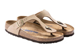 Birkenstock Gizeh R Soft Footbed Sandcastle Nubuck Leather Womens #color_brown-beige