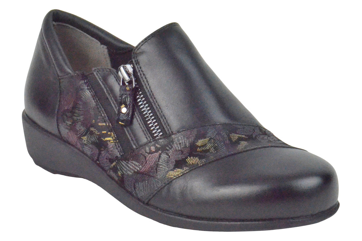 Ziera Sage XF Black-Black and Pewter Flower Womens #color_black-multi