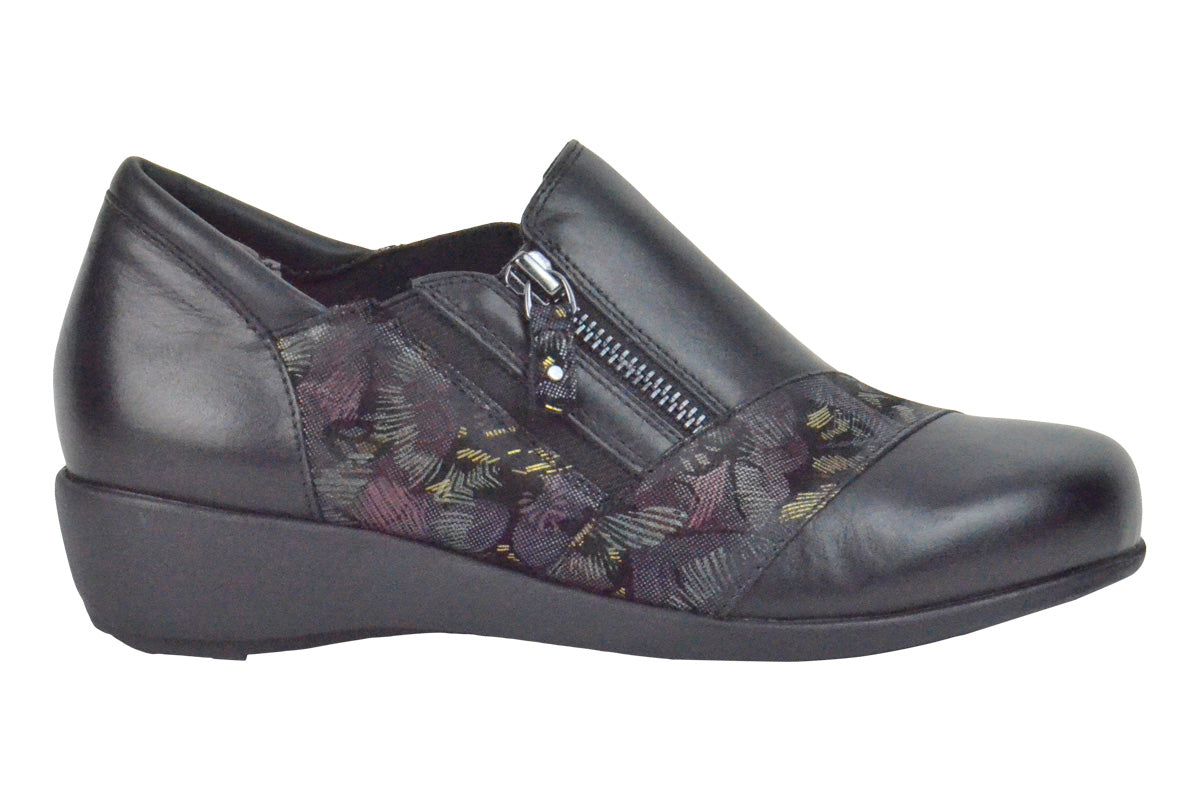 Ziera Sage XF Black-Black and Pewter Flower Womens #color_black-multi