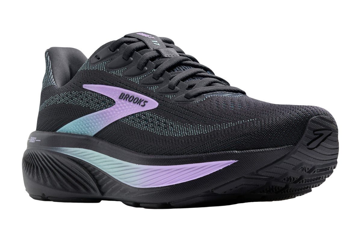 Brooks Ghost 17 B Grey/Clearwater/Purple Womens #color_black-multi-purples