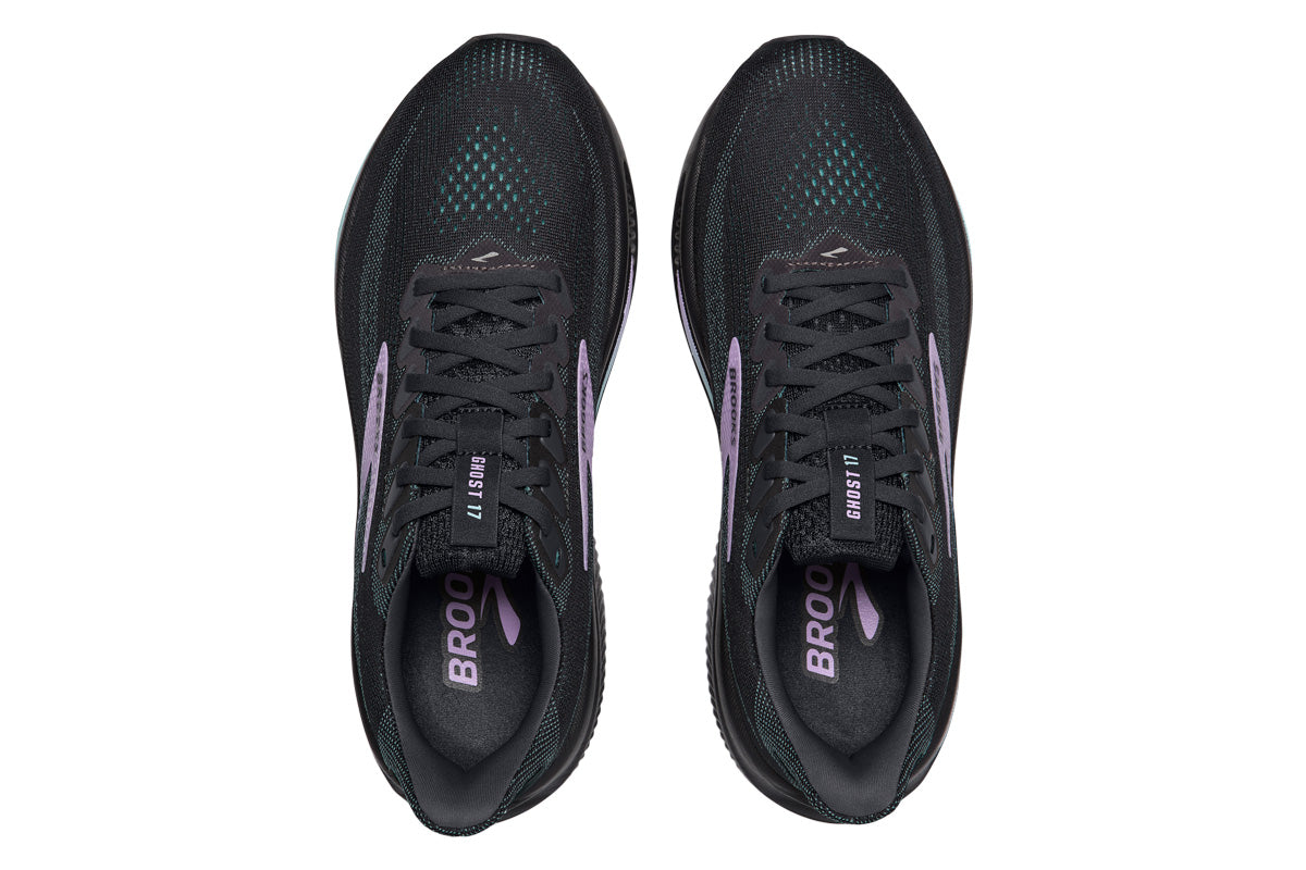 Brooks Ghost 17 B Grey/Clearwater/Purple Womens #color_black-multi-purples