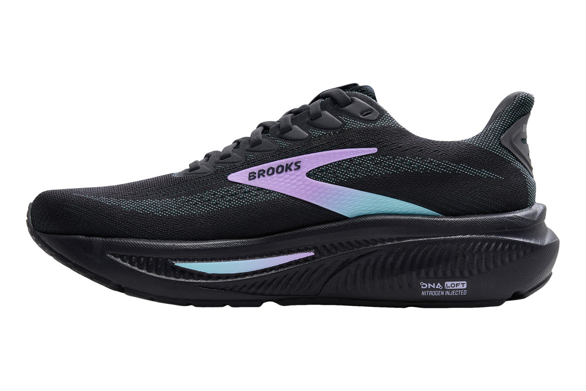 Brooks Ghost 17 B Grey/Clearwater/Purple Womens #color_black-multi-purples