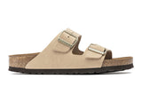 Birkenstock Arizona R Soft Footbed Sandcastle Nubuck Leather Womens #color_brown-beige