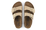 Birkenstock Arizona R Soft Footbed Sandcastle Nubuck Leather Womens #color_brown-beige