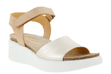 Ecco Flowt Wedge Cork Pure White Gold Powder Womens #color_brown-multi-metallics