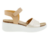 Ecco Flowt Wedge Cork Pure White Gold Powder Womens