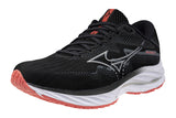 Mizuno Wave Rider 27 D Black/Nickel/Dubarry Womens #color_black-multi-reds-oranges