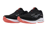 Mizuno Wave Rider 27 D Black/Nickel/Dubarry Womens #color_black-multi-reds-oranges