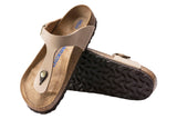 Birkenstock Gizeh R Soft Footbed Sandcastle Nubuck Leather Womens #color_brown-beige
