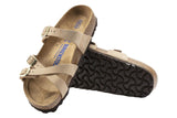 Birkenstock Franca R Soft Footbed Sandcastle Nubuck Leather Womens #color_brown-beige