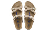 Birkenstock Franca R Soft Footbed Sandcastle Nubuck Leather Womens #color_brown-beige